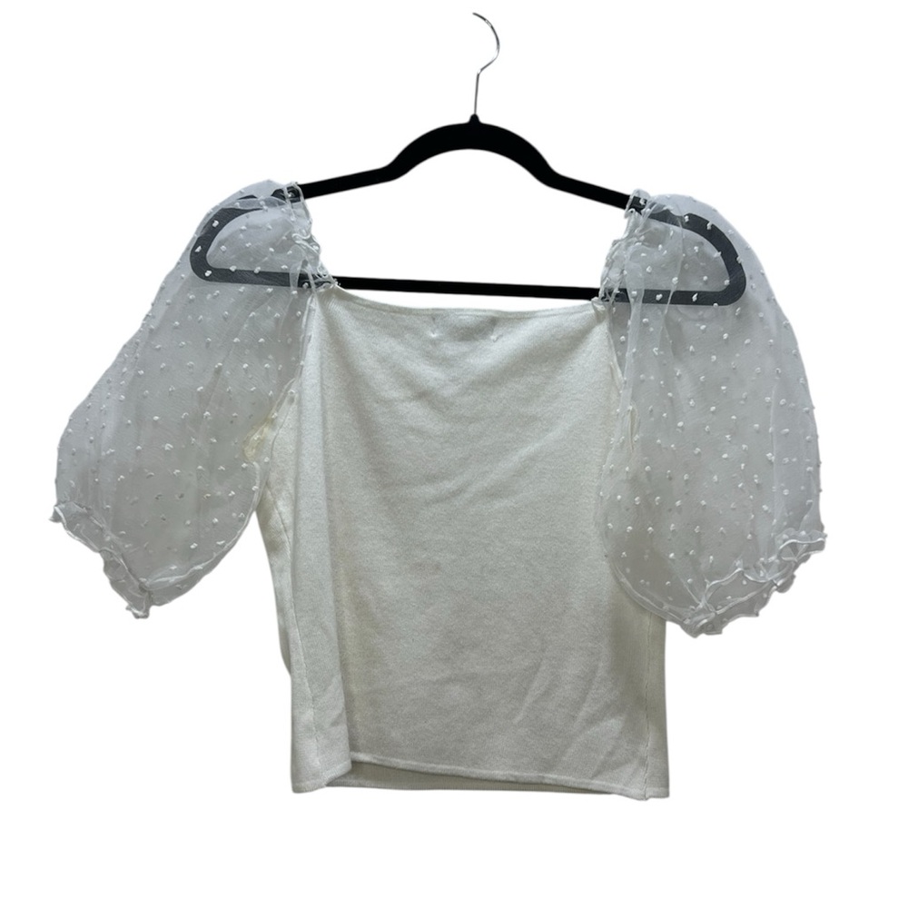 Vivid Cream Ruched Ruffled Blouse - Picture 2 of 4